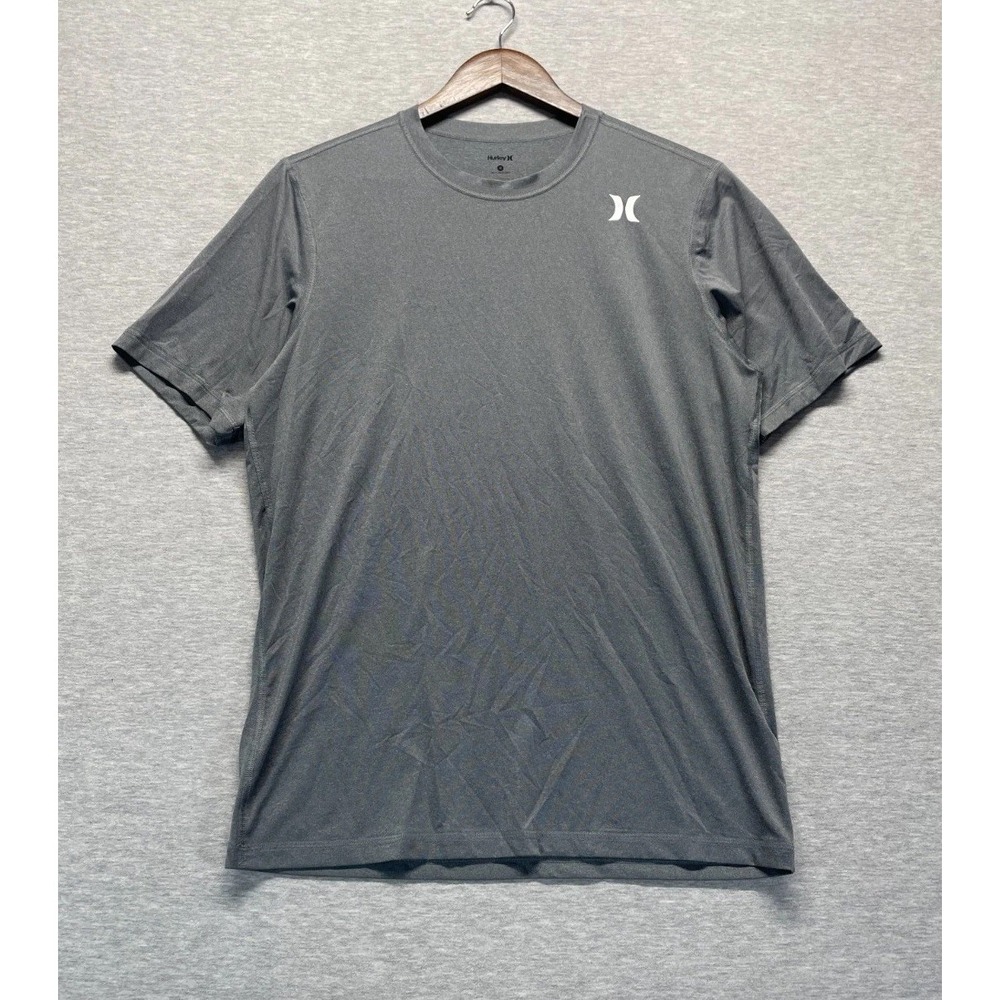 Hurley UPF 50+ Sun Protection T Shirt Men M Gray Logo Quick Dry Moisture Wicking